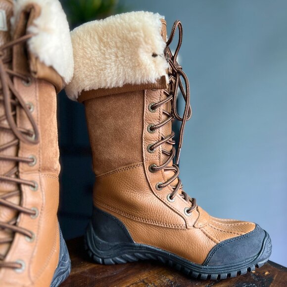 Ugg Adirondack lll Tall Women's Boots Light Brown/Tan Black Size 5 - Picture 3 of 10